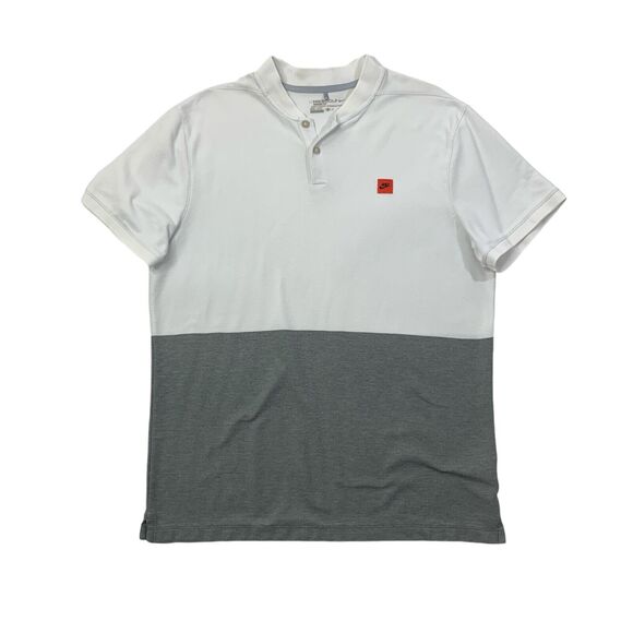 Nike Polo Shirt Mens XL Modern Fit White Grey Cotton Blend Golf Dri Fit - Picture 1 of 10